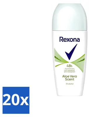 Immagine prodotto di 20 deodoranti roll-on Rexona Aloe Vera antitraspiranti, 50 ml - confezione - 20 pezzi