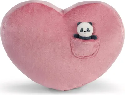 Immagine prodotto di Cuscino Love Panda a forma di cuore 40x27cm con peluche baby panda 10cm -pink- Soffice peluche per bambini e adulti, ideale per la casa o in viaggio | 62618