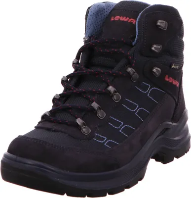 A single blue hiking boot is shown against a white background.