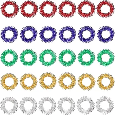 Produktbild von 30 Stück Akupressur Ring Set, Massageringe Für Finger, Akupressur Ring Set für Stress Reduzierstück und Förderung der Durchblutung Akkupressurringe