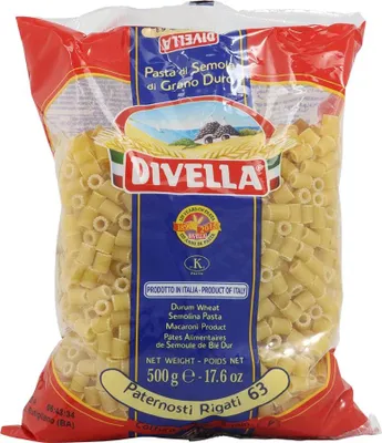 Produktbild von 24x Divella Paternosti Rigati N. 63 Hartweizengrieß Pasta Italienische Nudeln 500g Packung + Italian Gourmet Polpa di Pomodoro 400g Dose