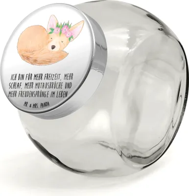 Produktbild von Mr. & Mrs. Panda Bonboniere Wüstenfuchs Blumen XL 2000ml - Weiß - Geschenk, Bonbonglas, Vorratsdose, Afrika, Blumenkranz, Wüste, Glücklich, Teedose, Vorratsbehälter