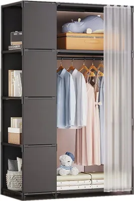Produktbild von Modularer klappbarer Kleiderschrank Kleiderbügel Kleiderschrank Metall 163x45x89 cm
