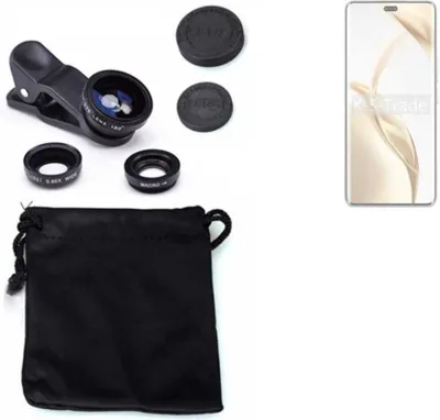 Produktbild von K-S-Trade Smartphone Kamera Linsen Set Kompatibel mit Honor 200 3in1 Clip-On Kamera Adapter Macro Weitwinkel FishEye Fischauge Objektiv Linse