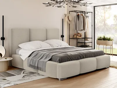 Obrázek produktu pro Čalouněná manželská postel 180x200 BASTA - béžová