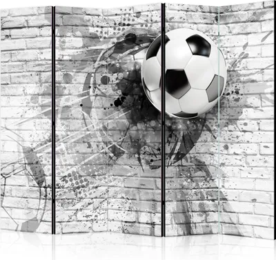 Produktbild von 5-teiliger Einseitiger Vlies Paravent - Dynamic Football II 225x172 cm Für Kinder i-A-0156-z-c
