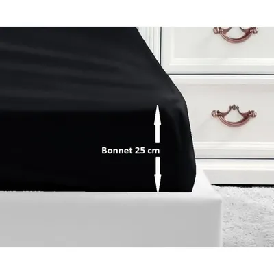 Produktbild von LOVELY HOME Spannbetttuch 100% Baumwolle 140x190x25 cm - Schwarz