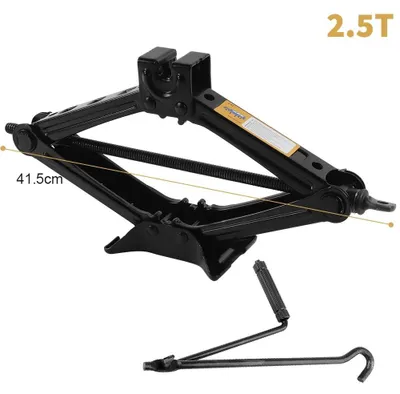 Produktbild von Wagenheber 2,5 t - Mechanischer Scherenwagenheber - Hubhöhe 10–39 cm - Klappbar - Stahl - Größe 41,5 × 9 cm - Für Autoreparatur