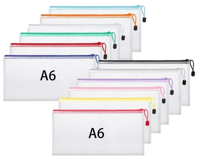Produktbild von Dokumententaschen A6, 12 Stück, Mehrfarbig, Wasserdicht, PVC