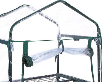 Image de Couverture de mini-serre étanche, portable PVC pliable 4 étagères Serre avec fermeture éclair enroulable, 69cm L x 49cm W x 155cm H