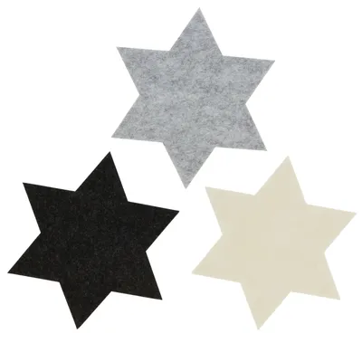 Produktbild von 6 x Filzsterne in vielen Größen von Ø 35 cm Hellgrau Dunkelgrau und Creme Platzset Tischset Filz Sterne