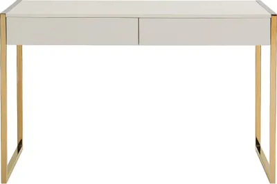 Produktbild von Schreibtisch mit 2 Schubladen - MDF & Metall - Beige & Goldfarben - MASON von Pascal Morabito