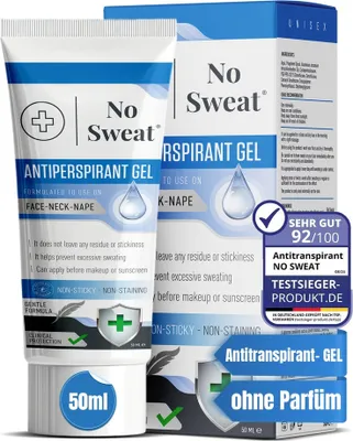 Produktbild von 2 Stück No Sweat Antitranspirant Gel 50ml - Stark gegen Schwitzen im Gesicht, Hals, Nacken