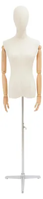 Produktbild von Damen Schaufensterpuppe Torso - Oberkörper Büste - Halbkörper Kleiderständer - Metall Displayständer - Für Kleidung und Dessous - Silber