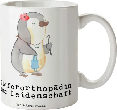 Produktbild von Mr. & Mrs. Panda Teetasse Kieferorthopädin Leidenschaft - Weiß - Geschenk, Keramiktasse, Kaffeebecher, Pott, Tasse, Kaffeetasse, Trinkbecher