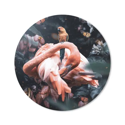 Produktbild von MuchoWow® Mauspad Mousepad Pflanzen - Flamingo - Dschungel 40x40 cm - Mousepads - Maus Mat - Pad - Mausunterlage - Schreibtisch Accessoires