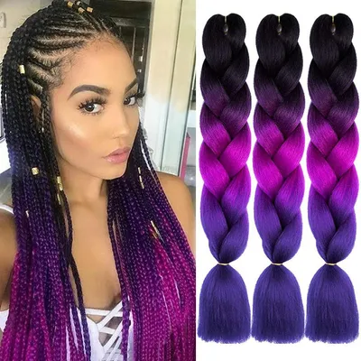 Produktbild von Kunsthaar Jumbo Braid Ombre Lila 24 Zoll 100g 3 Stück Kanekalon Flecht Extensions