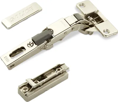 Produktbild von 2 x Salice Universalscharniere 110° Bohrbild T52 für abgerundete, überfälzte und profilierte Türen mit Linear-Montageplatte Höhe 6 mm Exzenterverstellung, Scharnierarmabdeckung