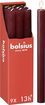 Image de Bougies de soirée Bolsius Rustiek Velvet Red 27 cm - 9 pièces