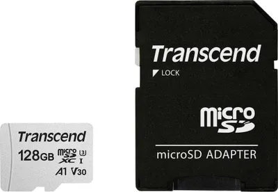 Immagine prodotto di Transcend 300S - Scheda di memoria flash (adattatore incluso) - 128 GB - A1 / Classe video V30 / UHS-I U3 - microSDXC