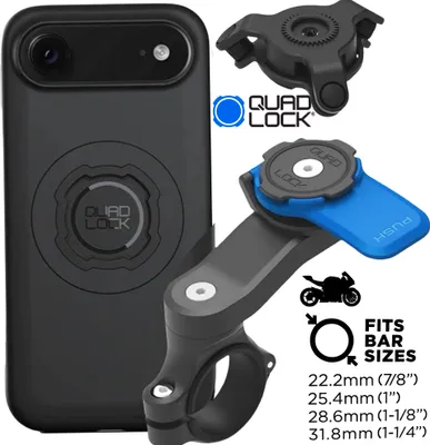 Produktbild von QUAD LOCK Motorrad Lenker Handyhalterung + Vibrationsdämpfer + MAG Hülle für iPhone 17 Air