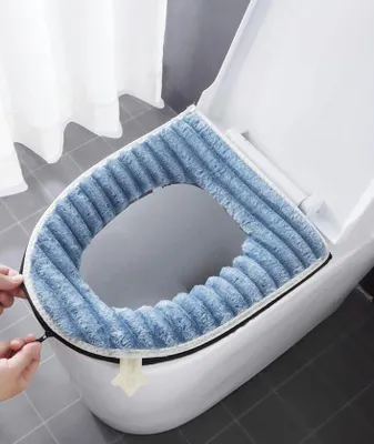 Productafbeelding van Set van 2 Dikkere Zachte Toiletbrilhoezen - Wasbaar - Blauw