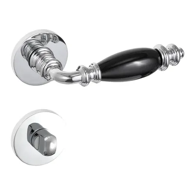 Produktbild von Gavroche Türgriffe Set WC/Bad Türklinken für Innentüren in Schwarz Chrom Drückergarnitur für Zimmertür mit runder Rosettengarnitur Zink Porzellan