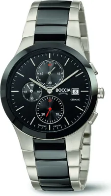 A product shot of a men's chronograph watch.