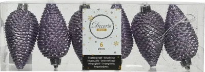 Produktbild von Christbaumschmuck Zapfen 8cm Kunststoff 6 Stück - Heidelila