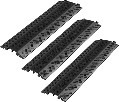 Productafbeelding van VEVOR kabelbrug, 975 mm, draagkracht 7938 kg per as, hoogwaardige overrijdbare bescherming van PP, valpreventie, vloerbedekking, geschikt voor gebieden met hoge drempels, thuis, kantoor, magazijn, set van 3