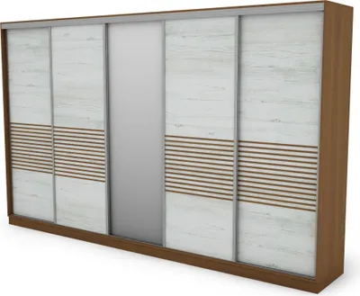 Produktbild von Meblast | Schiebetürenschrank 5D/360 LAMELE mit Regalen | Lamele mit 1 Spiegel | Elegant, Vielseitig