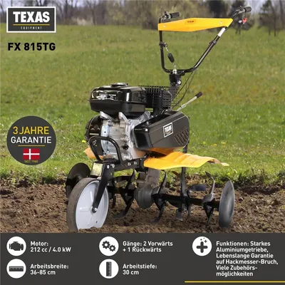 Produktbild von TEXAS Gartenfräse Motorhacke Bodenhacke Bodenfräse Pflug Benzin Profi FX815TG