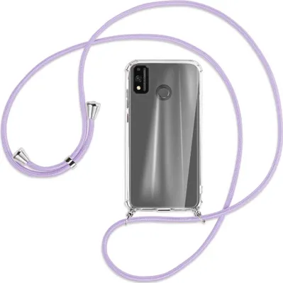 Produktbild von Handykette Backcover-Schutzhülle mit Band (Metall silberfarben) für Honor 9X Lite - violett