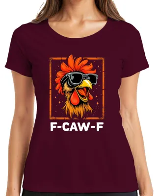 Produktbild von F-CAW-F lustiger Hahn Sonnenbrille Huhn Bauernhof Geschenk Meme Damen T-Shirt, Burgundy, XL