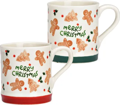 Produktbild von Lebkuchen Spruch Dekor Weihnachts-Tassen 2er Set in 10 cm, 350 ml