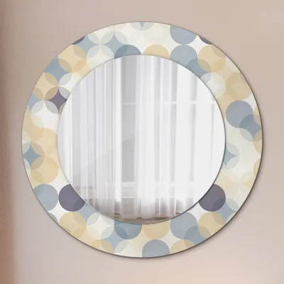 Produktbild von Okrúhle zrkadlo s modernou potlačou - Dekoratívne zrkadlo na stenu - Geometrické kruhy - Ø50cm