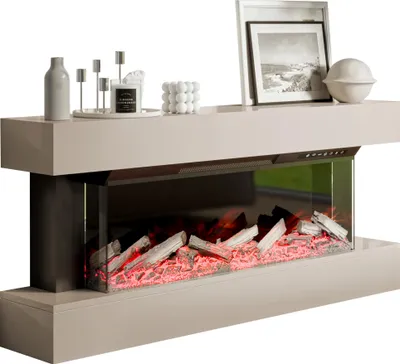 Produktbild von MIRJAN24 Kommode Kioto mit kamin, Realistische LED-Flamme (Farbe: Cashmere)