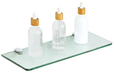 Obrázok produktu pre Polica do kúpeľne z tvrdeného skla, 38 cm, priehľadná, hrúbka 7 mm