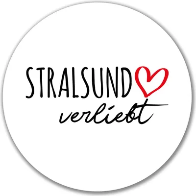 Produktbild von Huuraa Aufkleber Stralsund verliebt 10cm rund Sticker Geschenkidee