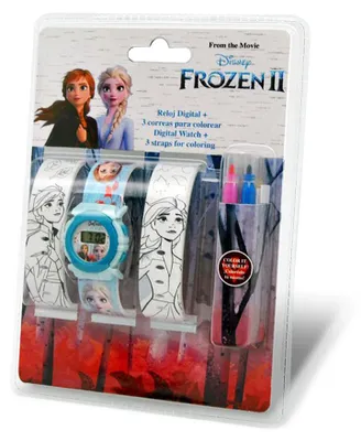 Produktbild von Disney Frozen Die Eiskönigin Digitaluhr + 2 Armbänder zum Ausmalen Elsa Anna