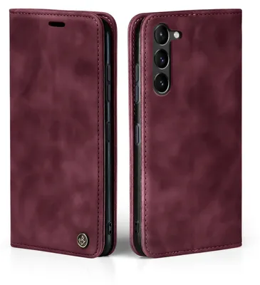 Produktbild von Handy Hülle für Samsung Galaxy S23 Klapphülle Bookcase Flip Cover Handy Tasche Etui Farbe: Weinrot