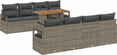 Obrázok produktu pre vidaXL Záhradná sedacia súprava s úložným priestorom 9 ks Grey Poly Rattan