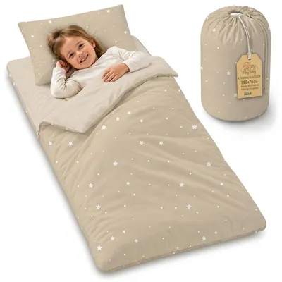 Immagine prodotto di Sacco a pelo per bambini - 140 x 75 cm - Con cuscino e cerniera - Cotone - 3-7 anni