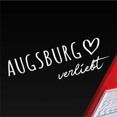 Produktbild von Auto Aufkleber Augsburg verliebt Herz Stadt Heimat Liebe Car 19x6 cm Weiss Glanz Sticker Heckscheibenaufkleber