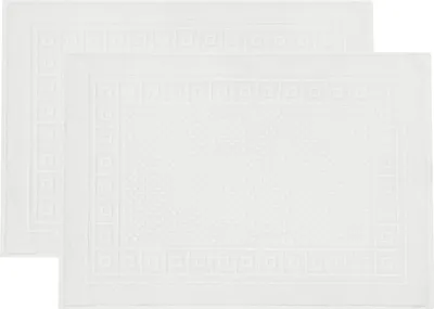 Produktbild von 2er Set Badematte Badvorleger mit Waffelmuster, 100% Baumwolle, 50x70 cm, weiß
