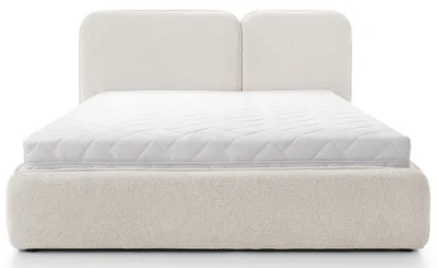Zdjęcie produktu dla Łóżko tapicerowane 180x200 cm Roundy z pojemnikiem kremowe boucle, Loop 02