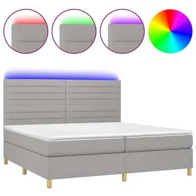 Produktbild von vidaXL Boxspringbett mit Matratze & LED Hellgrau 200x200 cm Stoff