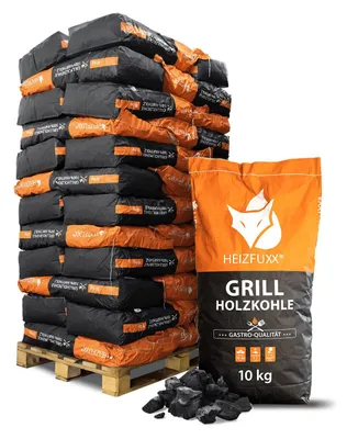 Produktbild von Heizfuxx Grillholzkohle in Gastro-Qualität 10kg x 36 Sack 360kg Palette