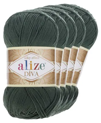 5 x 100g Strickgarn ALIZE DIVA 131 khaki