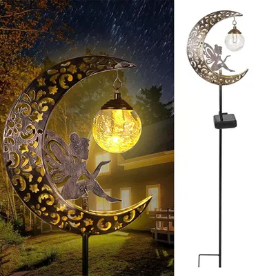 Produktbild von Solarlampen für Außen Gartendeko für Draußen Wetterfest Mond Solar Lichter mit Garten Fee LED Glaskugel für Braußen Gehwege Hof Terrasse Garten Deko